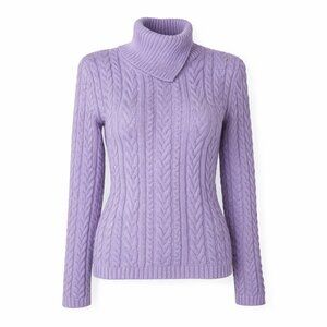 WAINSCOTT Cable Knit Chunky Long Sleeve Purple 100% Cotton Sweater Size M